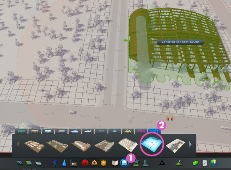 Building the Multi-platform Train Station from the Public Transport Hubs tab / Cities: Skylines