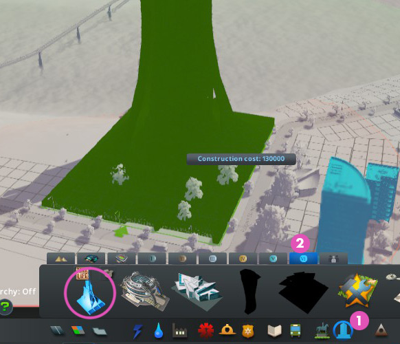 The Cathedral of Plentitude in the level 6 tab of the Unique Buildings menu / Cities: Skylines