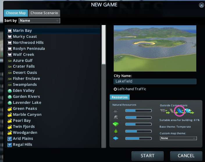 You can check whether or not a map has it on the New Game screen / Cities: Skylines