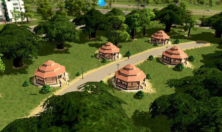For example, each gazebo provides 60 entertainment points, so these add up to 300. / Cities: Skylines