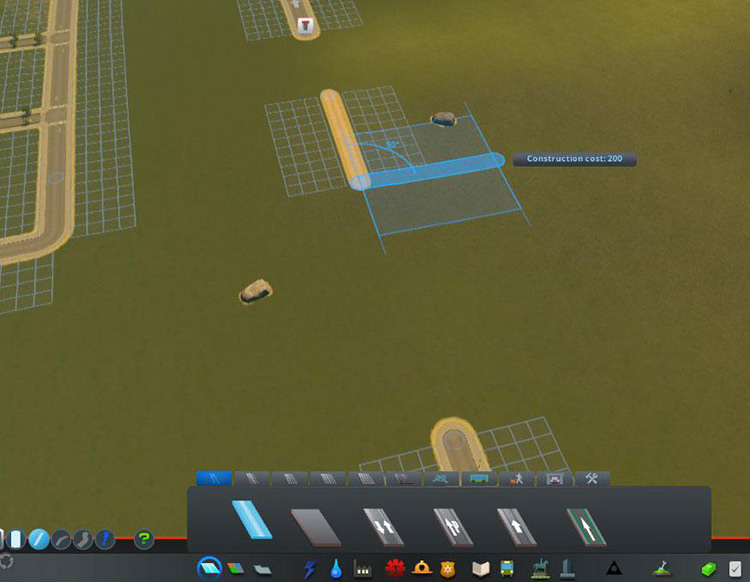Keep building lines at right angles until you get a cross shape. / Cities: Skylines