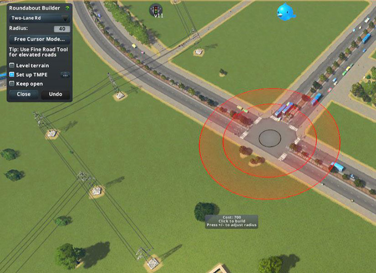 Roundabout Builder lets you create a roundabout in seconds. / Cities: Skylines