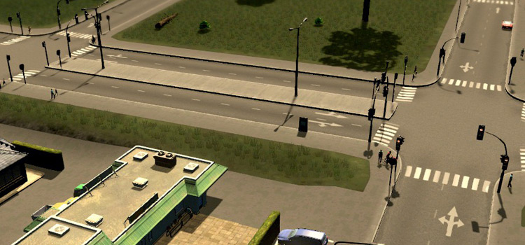Two Intersections with traffic lights (Cities Skylines)