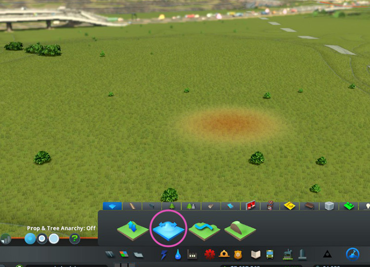 Use the Level Terrain tool to create large flat areas. / Cities: Skylines