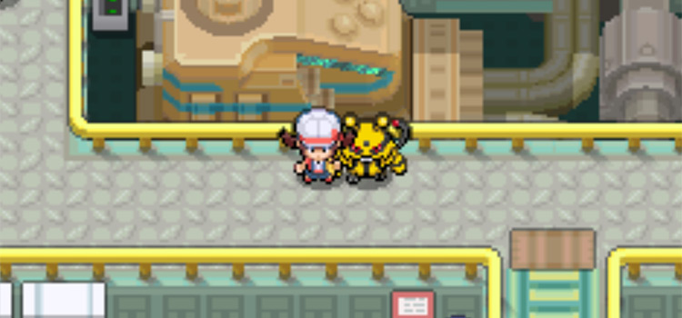 Standing with Electivire in Pokémon HeartGold