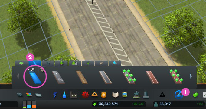 Select the pavement path / Cities: Skylines