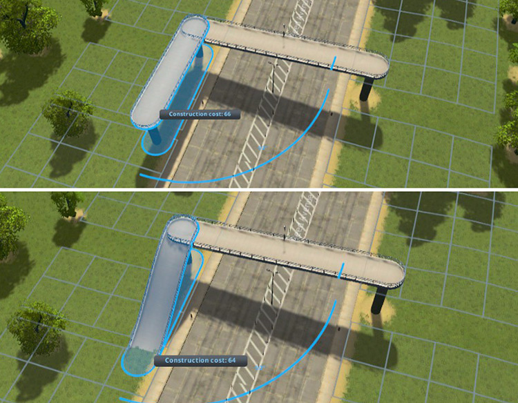 Press “Page Down” to bring the path builder down to ground level, then left-click / Cities: Skylines