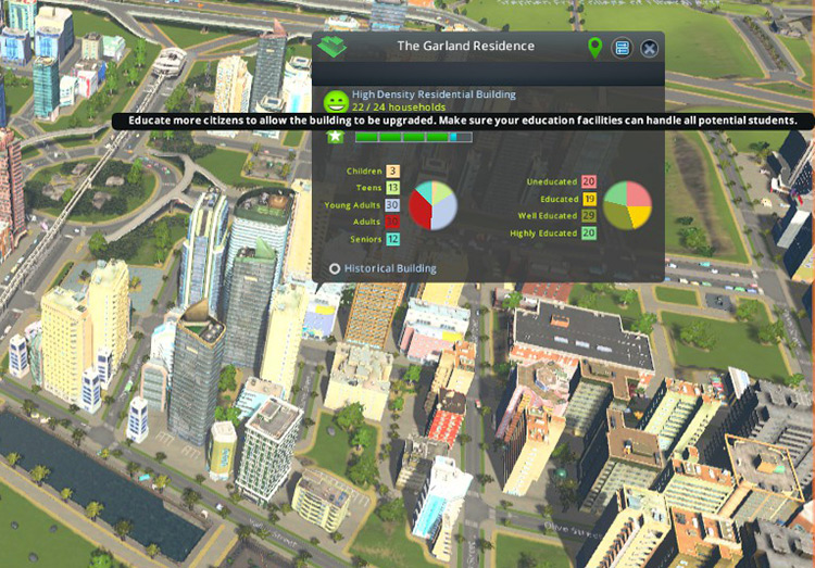 How exacly do you get high density skyscrapers to level 5? My residential  towers don't go past level 2 and offices past level 3 : r/CitiesSkylines