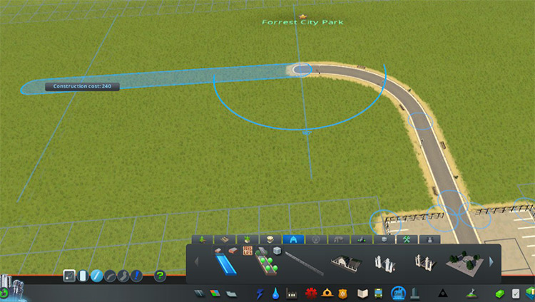 Creating paths to connect your different park attractions. / Cities: Skylines