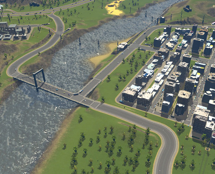 Traffic can flow from collector roads all over your city to higher-capacity arterial roads / Cities: Skylines