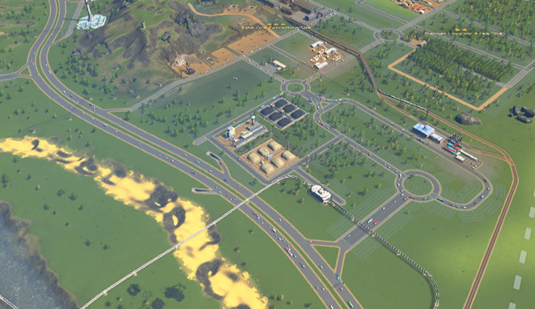This industrial zone is completely separate from residential areas / Cities: Skylines