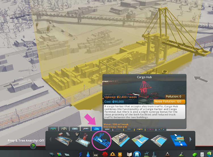 The Ship tab of the transport build menu / Cities: Skylines