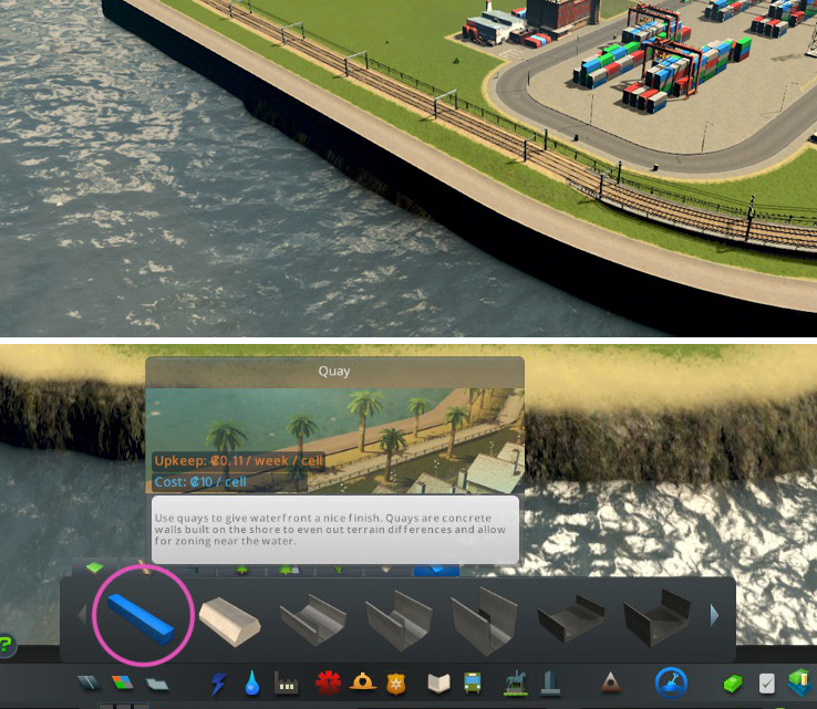 Quays make your shoreline look even tidier / Cities: Skylines