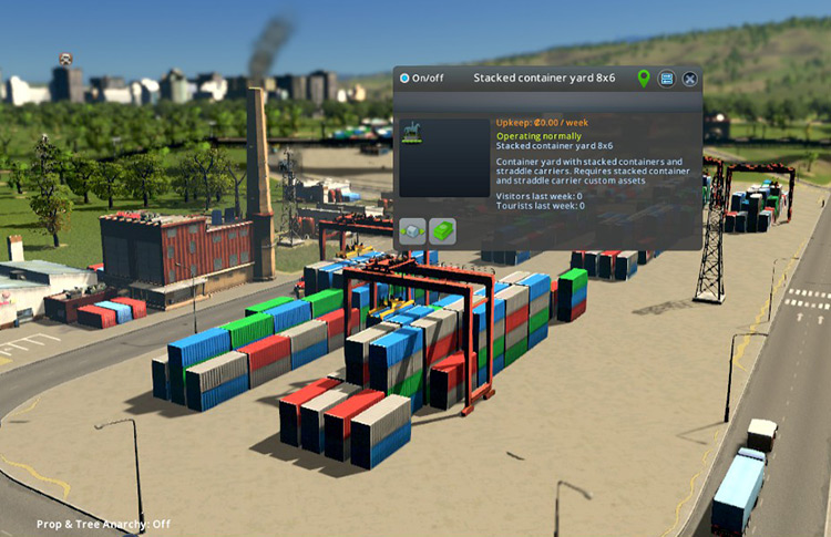 The Stacked container yard 8x6 park asset from the Steam Workshop / Cities: Skylines