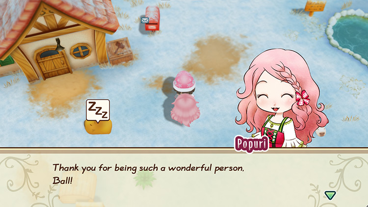 The farmer receives Chocolate from Popuri / Story of Seasons: FoMT
