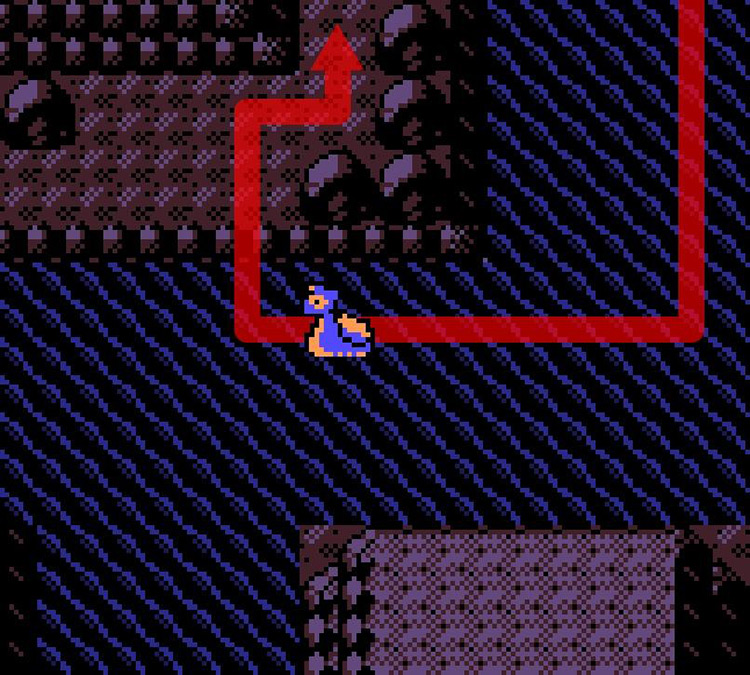 Exiting the underground lake in the Dark Cave (north) / Pokémon Crystal