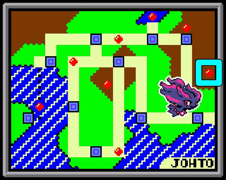 Misdreavus at Mt. Silver in the Johto map / Pokémon Crystal