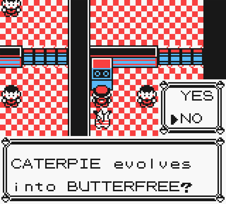 Standing in front of a question machine inside the Cinnabar Gym / Pokémon Yellow