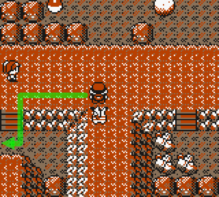 Standing at a path split on top of the giant rock / Pokémon Yellow