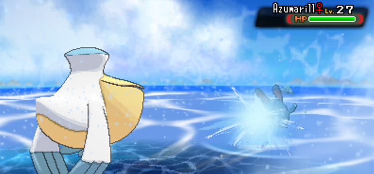 Pelipper using Surf in battle (Pokémon Omega Ruby)
