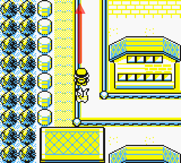 Standing at the end of a path in Saffron City / Pokémon Yellow