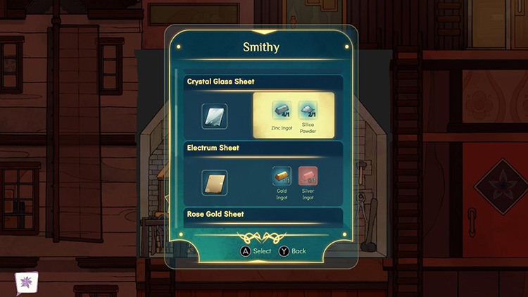 Pick the crystal glass sheet from the options / Spiritfarer