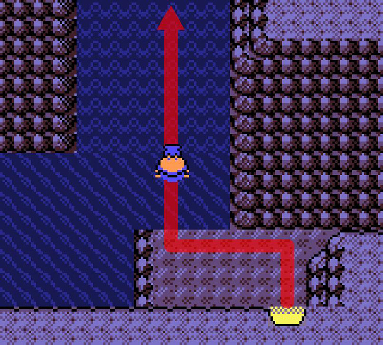 Facing the Waterfall in Tohjo Falls (west) / Pokémon Crystal
