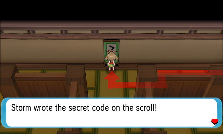 Writing the secret code on the scroll / Pokémon ORAS