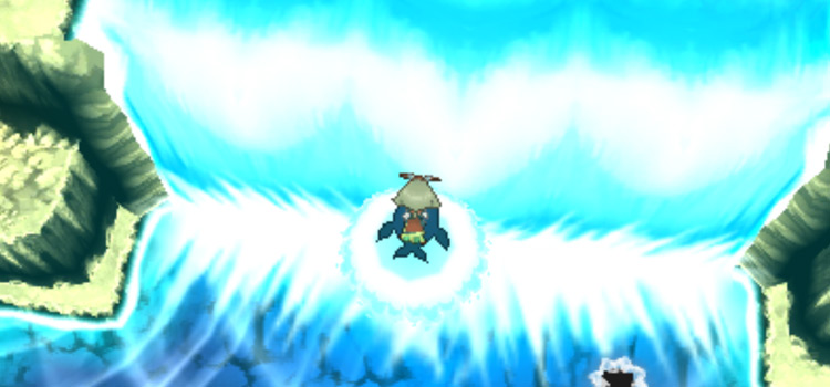 Using Waterfall inside Meteor Falls (Pokémon Omega Ruby)