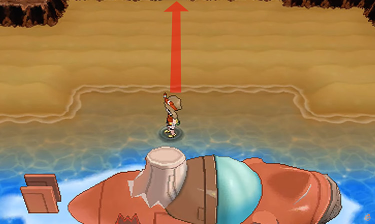 In front of Team Magma’s submarine inside Seafloor Cavern / Pokémon ORAS