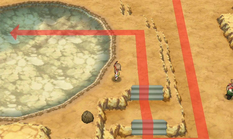 The giant crater outside Meteor Falls / Pokémon Omega Ruby and Alpha Sapphire