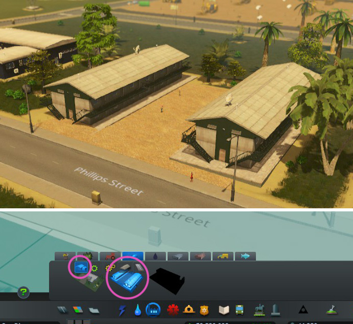 The barracks is in the first tab along with the maintenance building / Cities: Skylines