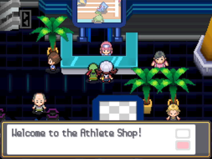 The Athlete Shop in the top right corner of the Pokéathlon Dome / Pokemon HGSS