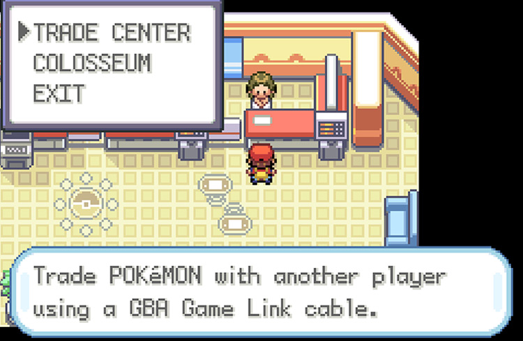 The trade center on the top floor of the Pokémon Center / Pokémon FRLG