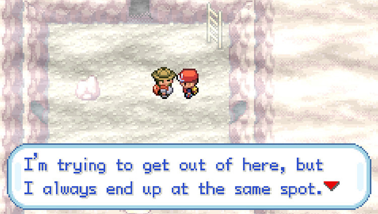 Talking to Ruin Maniac Lawson in the Lost Cave / Pokémon FRLG