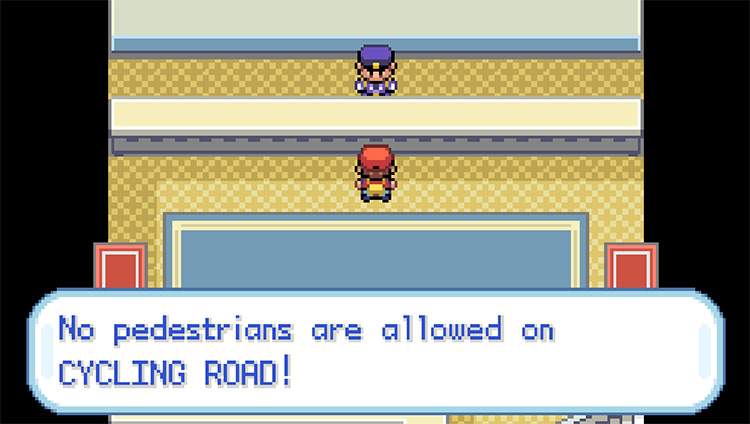 Trying to cross into Cycling Road without a Bicycle / Pokemon FRLG