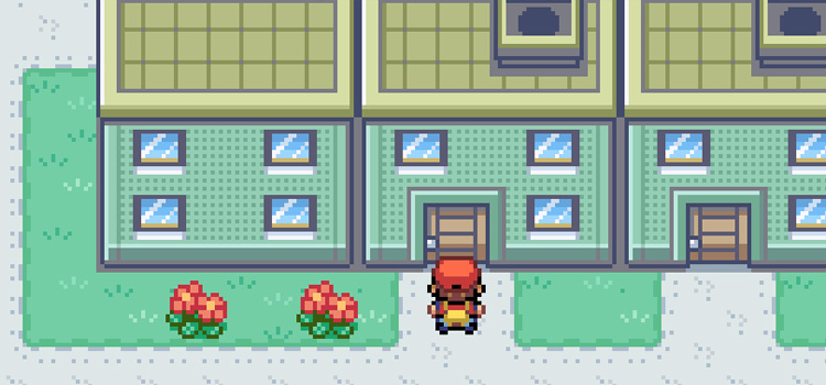 Standing outside the Celadon City Café in Pokémon FireRed
