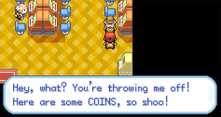 Getting free coins from an NPC in the Rocket Game Corner / Pokemon FRLG