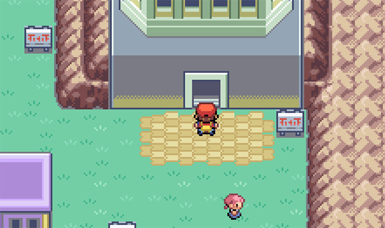 Standing outside of the Pokémon Tower in Lavender Town / Pokemon FRLG