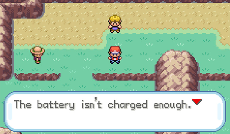 The VS. Seeker warning that the battery isn’t fully charged / Pokemon FRLG