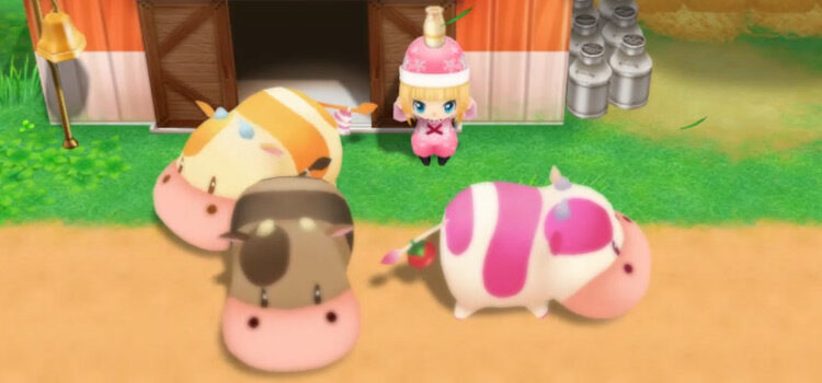 All 3 specialty cows lounging on the farm in SoS:FOMT