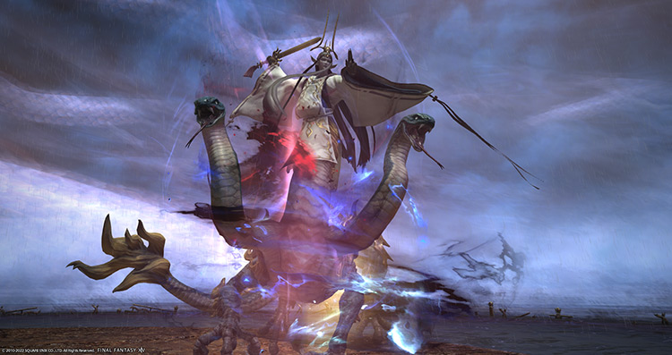 Seiryu’s body covered in an overwhelming amount of Aramitama / Final Fantasy XIV