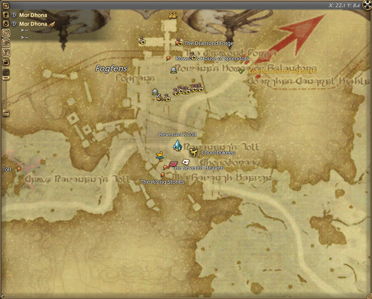 Lauriane’s map location in Mor Dhona / FFXIV