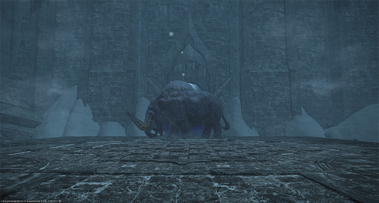 The Towering Oliphant, a large mammoth wandering in the watchtower / Final Fantasy XIV