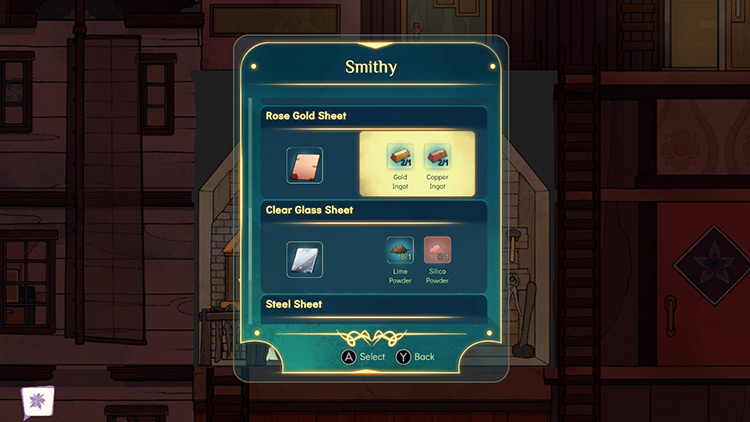 Pick the rose gold sheet from the list of options inside the Smithy / Spiritfarer
