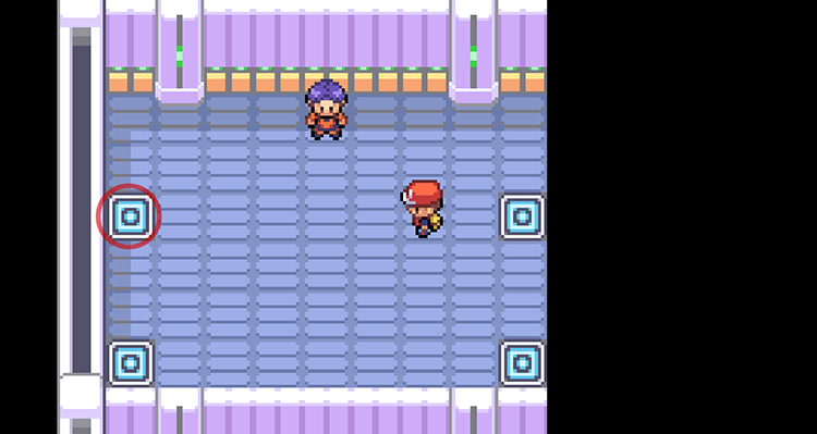 Take the upper left pad to warp to the room in the northeast / Pokémon FireRed and LeafGreen