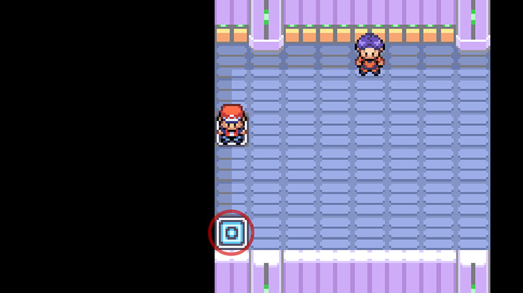 Take the lower left corner pad again to teleport to Sabrina / Pokémon FireRed and LeafGreen