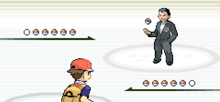 Challenging Giovanni to a gym battle