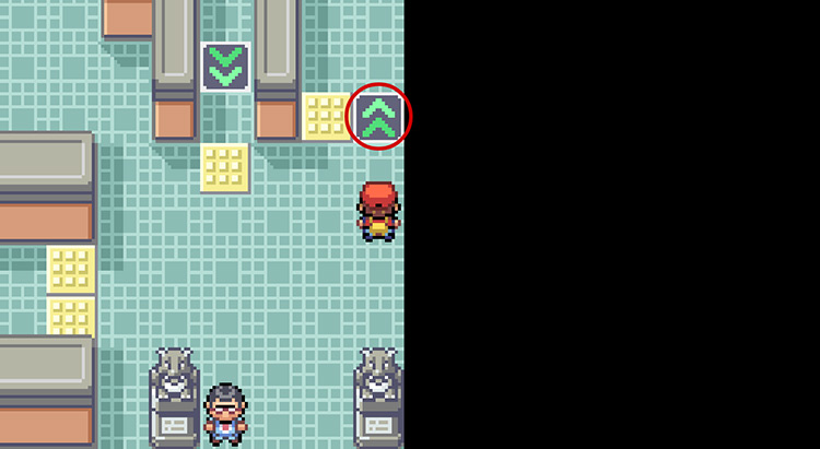 After defeating the Black Belt, take the arrow pad at the entrance of the Gym / Pokémon FireRed and LeafGreen