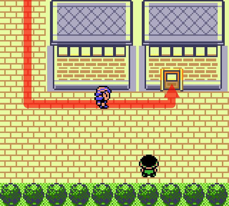Approaching the restaurant in Celadon City. / Pokémon Crystal